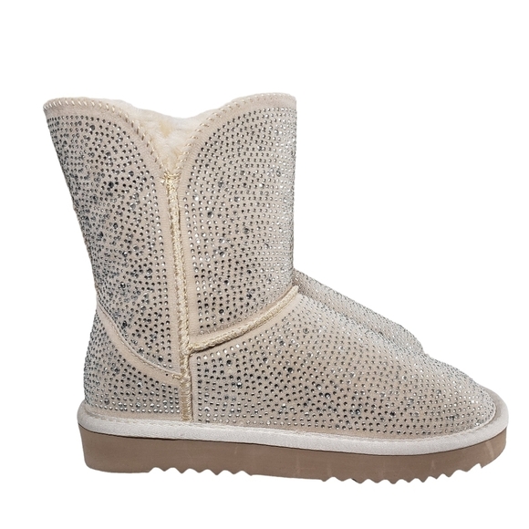 INC International Concepts Adrief Cream Bling Pull On Ankle Booties Sz 7M - Picture 2 of 11